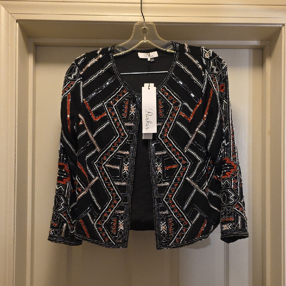 Desigual Black and Orange Patterned Blazer. A-9.